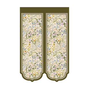 新中式卧室客厅门帘仿亚麻免打孔卫生间遮挡布帘厨房隔断遮光门帘