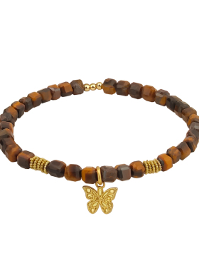 LAZY CIRCLES彩石mini系列手链蝴蝶小吊坠多层叠戴串珠幸运手串