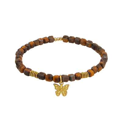 LAZY CIRCLES彩石mini系列手链蝴蝶小吊坠多层叠戴串珠幸运手串