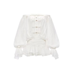 【侯佩岑张碧晨同款】SheerLuck春夏新款SeeThru一字肩连衣裙