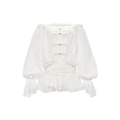 【侯佩岑张碧晨同款】SheerLuck春夏新款SeeThru一字肩连衣裙