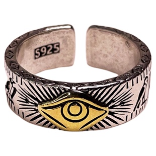 复古小众荷鲁斯之眼戒指男生高级设计感情侣百搭开口戒嘻哈指环潮