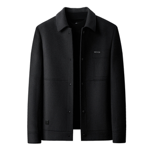 冬季高端男士短款毛呢大衣2025新款羊毛羽绒内胆保暖夹克爸爸外套