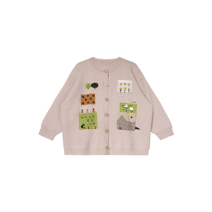 绵羊绒手工古着感气质撞色立体绣慵懒毛衣 安妮森林大码女装减龄