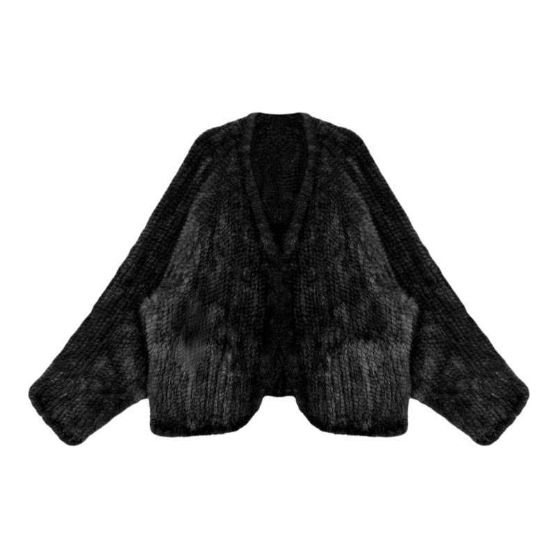 芬兰进口水貂毛编织重奢皮草外套
