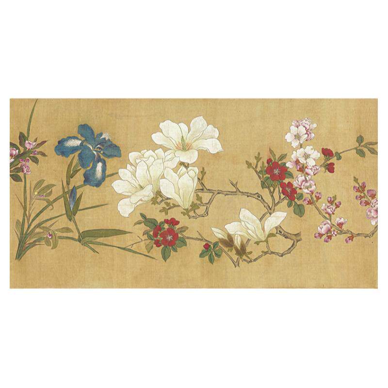 明周之冕百花图卷台北故宫藏高清微喷复制装饰画学习临摹画稿范本