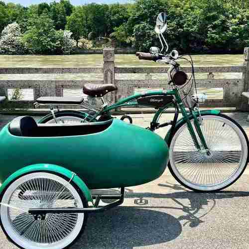 舒适三轮自行车高级感公园展示边斗拖斗自行车密辐条高端边三轮