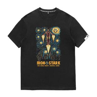 marvel联名星空长袖漫威钢铁侠t恤男情侣装复仇者联盟4卫衣打底衫