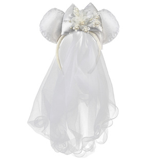 米妮蝴蝶结蕾丝头纱发箍520婚纱领证登记头箍生日拍照迪士尼发饰