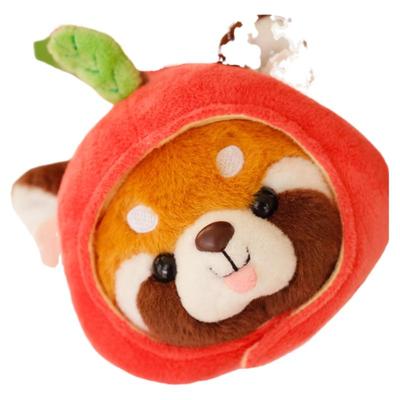 苹果帽小熊猫毛绒挂件可爱礼物