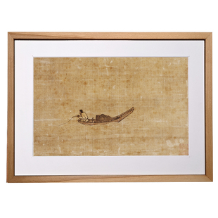 桔子格调 寒江独钓图 宋马远实木中式日式装饰画客厅玄关书房挂画