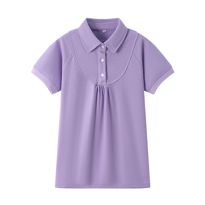 伊顿校服紫色衬衫领女款短袖polo