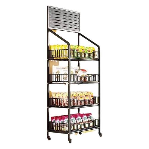 超市零食货架便利店网红饮料食品展示架商店玩具多层置物可移动架