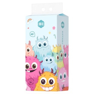 漫花悬挂式抽纸11提装原生木浆4层加厚家用实惠整箱餐巾纸不易破