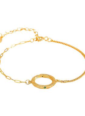 s925纯银拉丝小金花手链