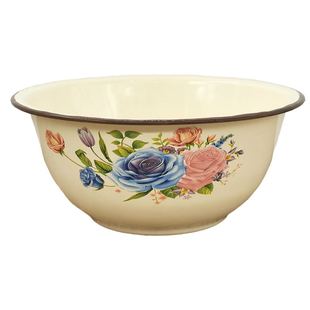 加厚加深搪瓷缸钵家用汤碗深型面碗圆形汤盆老式猪油盆珐琅加深盆