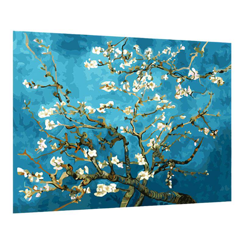 自油自画数字油画diy梵高杏花
