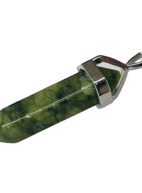 天然石六角笔吊坠六棱锥项链饰品