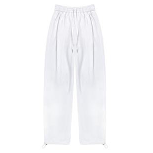 白色加绒运动裤女春秋冬抽绳束脚宽松阔腿裤子女休闲灰色哈伦卫裤