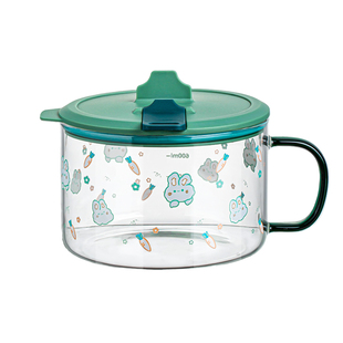 泡面碗可爱大容量方便面玻璃碗个人专用宿舍用学生带盖把手耐高温