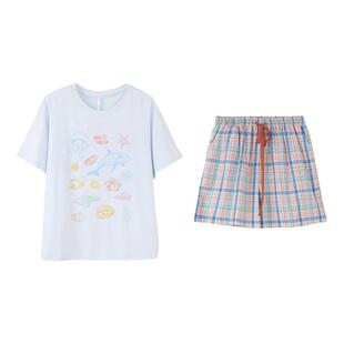 安之伴【巨凉感】睡衣女夏季2026新款纯棉家居服清新短袖短裤套装