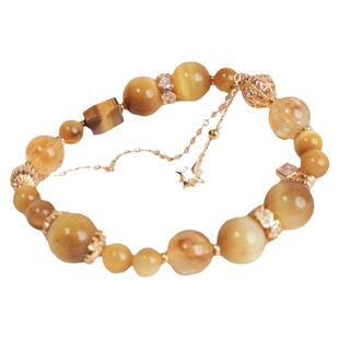 蜂蜜奶盖原创手链手串虎眼石黄塔晶旺事业招财小众轻奢礼物