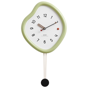 Mandelda免打孔钟表挂钟现代简约客厅餐厅大气创意奶油风时钟挂墙