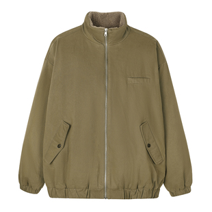 GWIT 美式复古cleanfit冬季加厚保暖夹克潮牌羊羔毛工装外套男