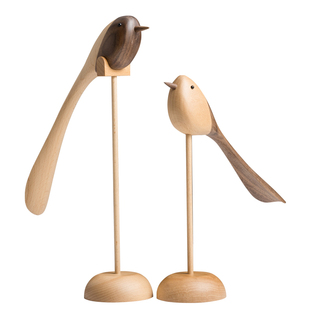 比翼鸟爱情鸟实木玩具北欧客厅书房卧室儿童房饰品木摆件结婚礼物