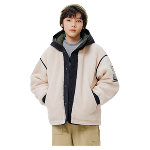 巴拉巴拉男童棉服大童加厚棉衣儿童连帽外套休闲保暖冬装新款童装