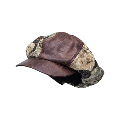 日系复古小狗棕色大头围贝雷帽