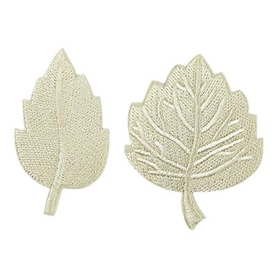 自粘米白刺绣贴纯色花朵补丁贴布