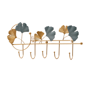 北欧门艺术装饰挂钩进门玄关墙面创意轻奢银杏叶客厅收纳挂墙衣架