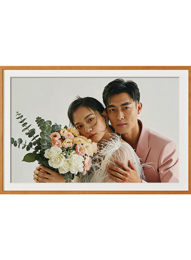 婚纱照放大实木相框定制F款 冲洗打印结婚照片洗相片挂墙画框装裱