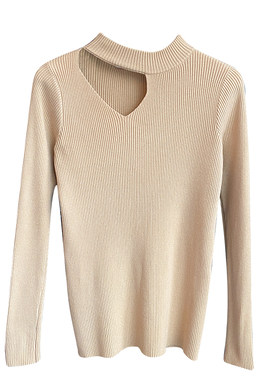 挂脖长袖针织打底衫女内搭