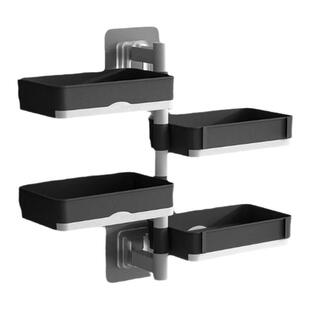 肥皂盒免打孔香皂架卫生间置物架旋转壁挂式沥水高档厕所家用多层