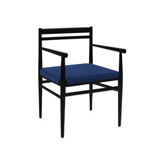 HITCHCOCK Needle/悬针扶手椅 简约实木编绳书房茶椅真皮餐椅子