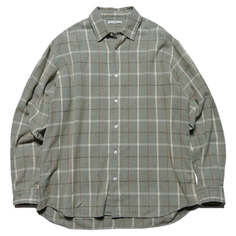 折扣UE FADE SHIRT 棉质复古宽松格纹长袖衬衫 25AW