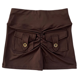 裸感带口袋蜜桃臀运动三分裤女提臀瑜伽短裤透气速干跑步健身热裤