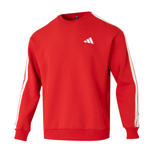 【自营】Adidas阿迪达斯新年款卫衣马年新年男装红色三条纹套头衫