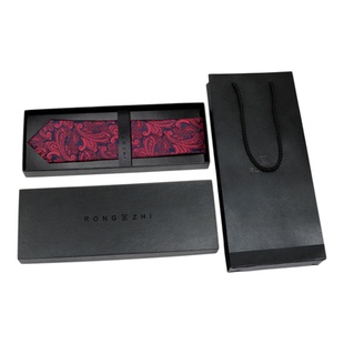 RONGZHI桑蚕丝酒红色复古花纹男士衬衫领带结婚新郎高档真丝配饰