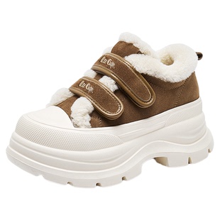 Lee Cooper板鞋女款2025新款冬季加绒增高保暖休闲女鞋时尚毛毛鞋