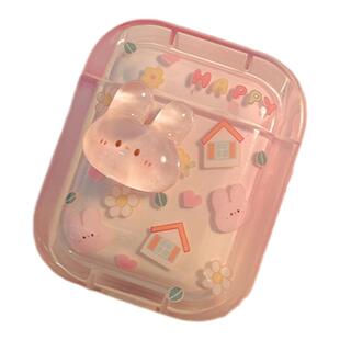 立体兔子粉色透明适用airpods2保护套苹果耳机保护壳airpodspro二代无线蓝牙ipod三耳机套少女airpod3耳机壳