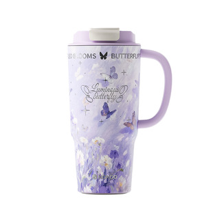 NONOO高颜值蝴蝶保温杯700ml大容量316不锈钢双饮便携防漏水杯女