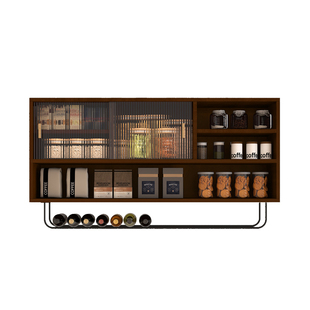 实木吊柜上墙面壁柜厨房玻璃壁挂悬空挂墙式餐边柜调料置储物顶柜