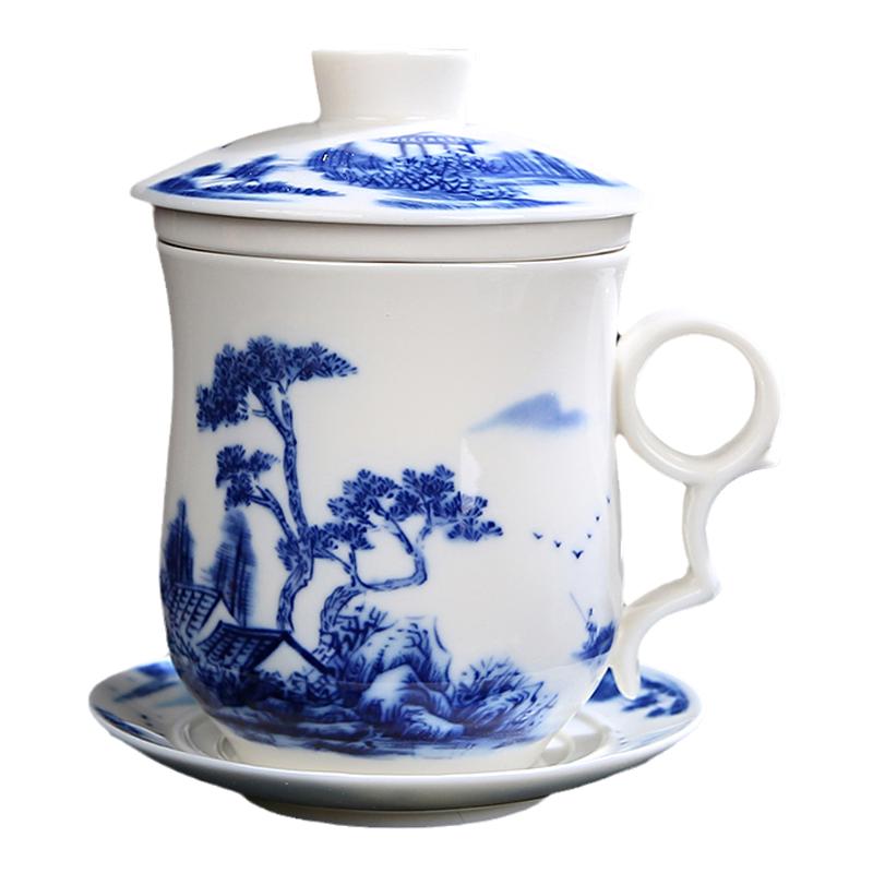 四件套茶杯个人陶瓷内胆过滤带盖
