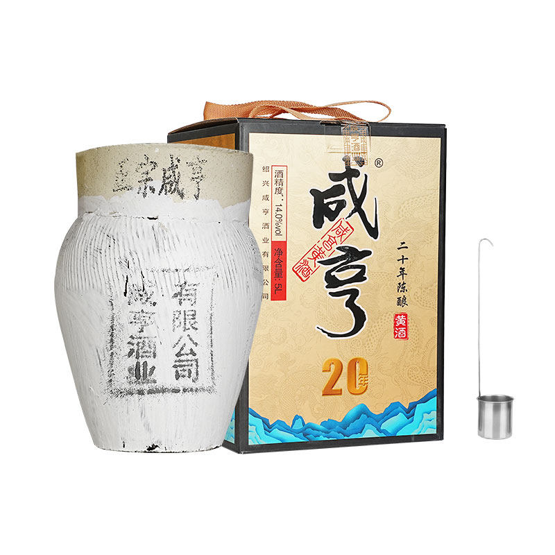 绍兴黄酒咸亨二十年陈老酒5L坛装太雕酒业半甜型糯米酒10斤礼盒装