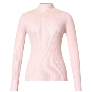La Koradior拉珂蒂商场同款粉色气质收腰打底针织衫半高领套头衫