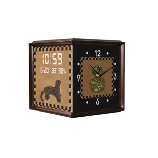 中古风转角时钟创意金钱豹双面挂钟客厅2024新款复古万年历电子钟