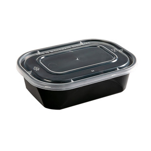 一次性350ml外卖打包盒 迷你长方形带盖子快餐水果捞小份菜黑白色